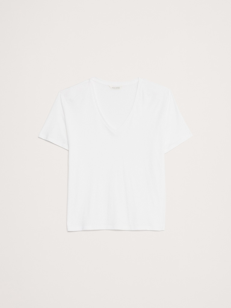 Oversized Cotton-Silk V-Neck T-Shirt