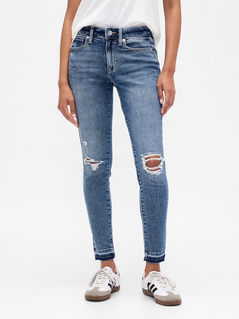 Mid Rise Destructed Universal Skinny Jeans
