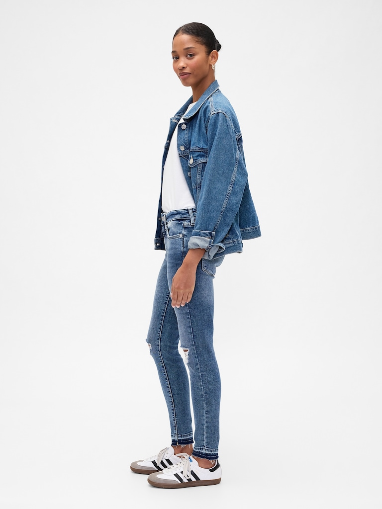 Mid Rise Destructed Universal Skinny Jeans