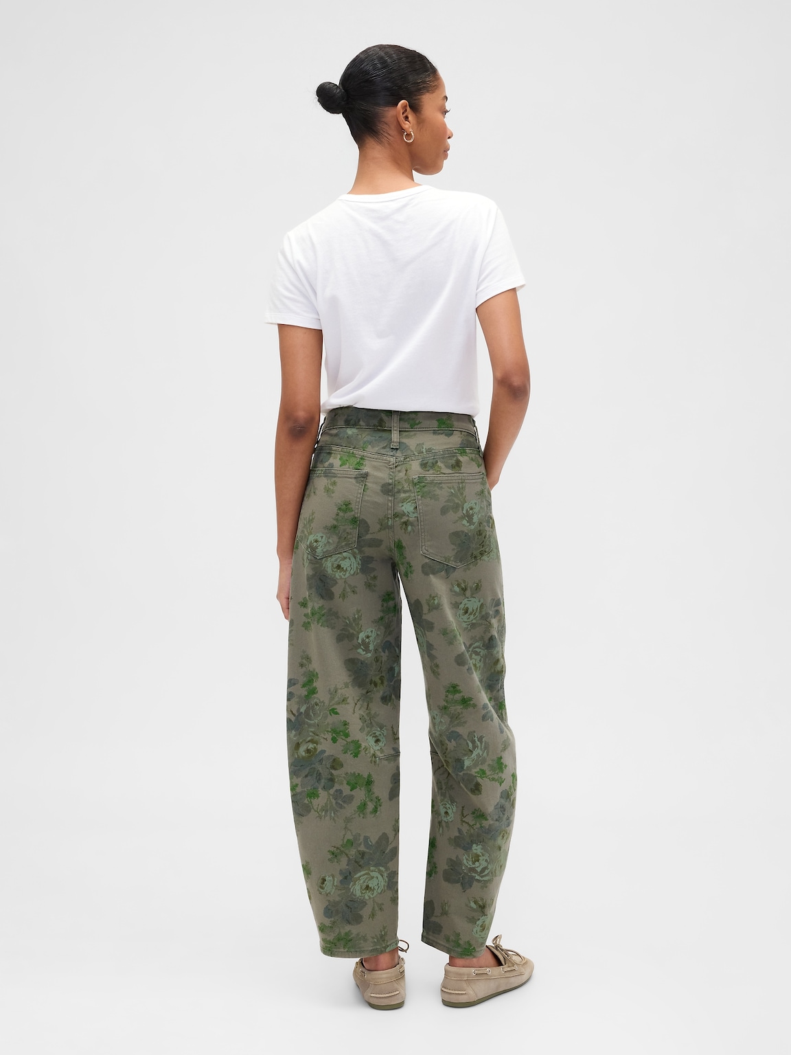 High Rise Print Barrel Jeans