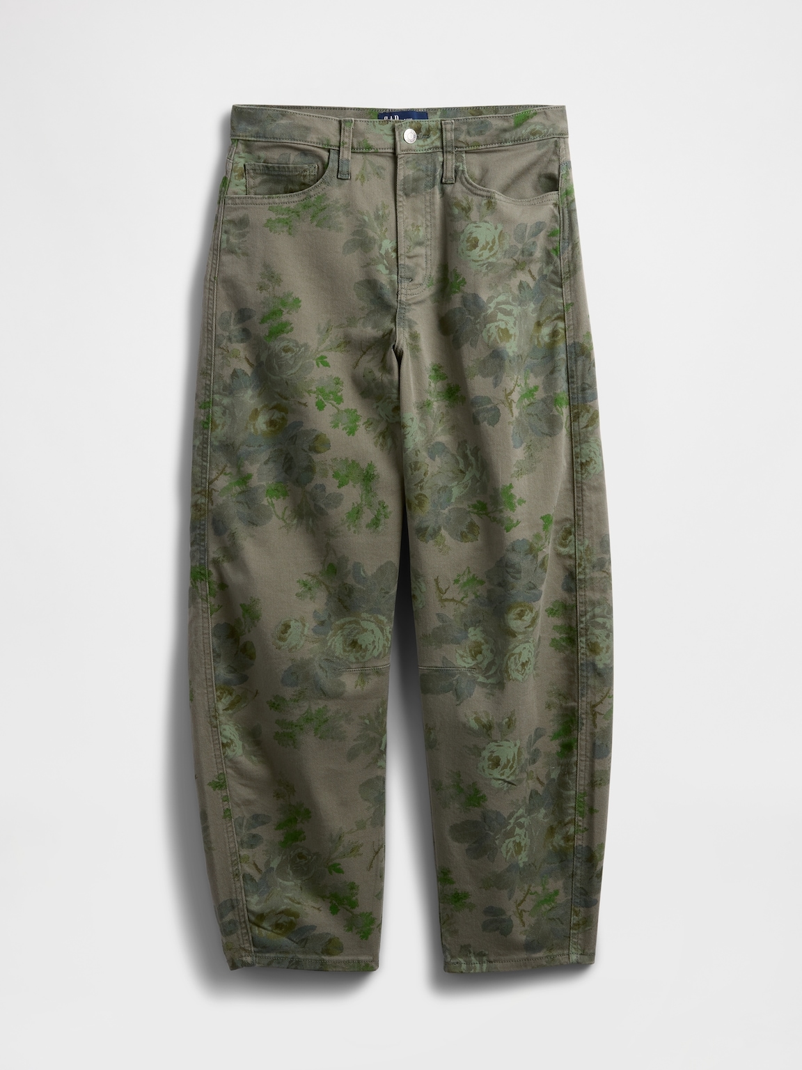 High Rise Print Barrel Jeans