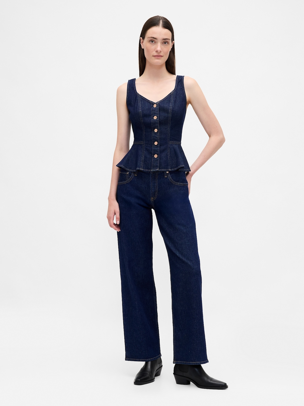 Denim Peplum Tank Top