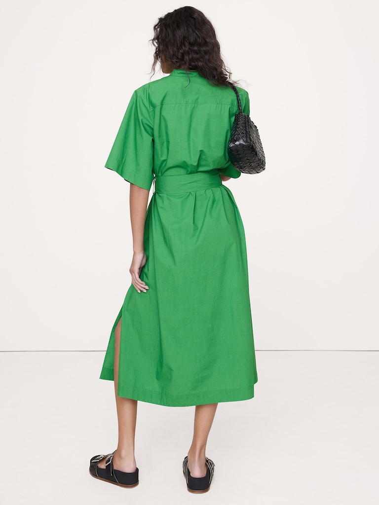 Cotton Poplin Utility Shirt Dress
