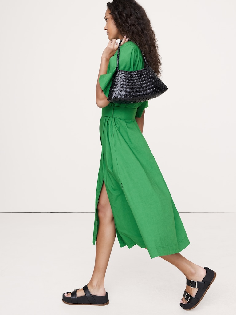 Cotton Poplin Utility Shirt Dress