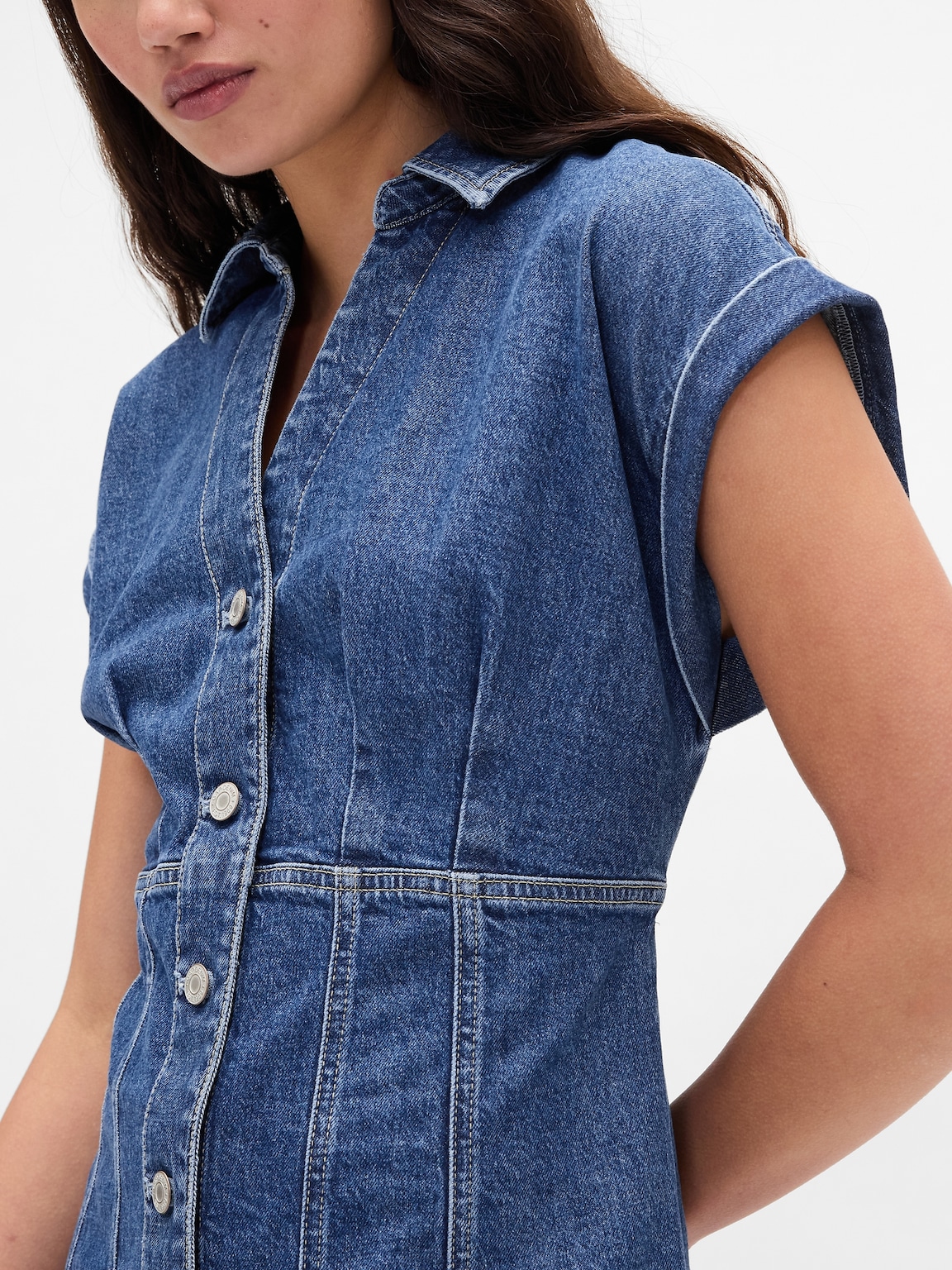 Denim Seamed Mini Dress