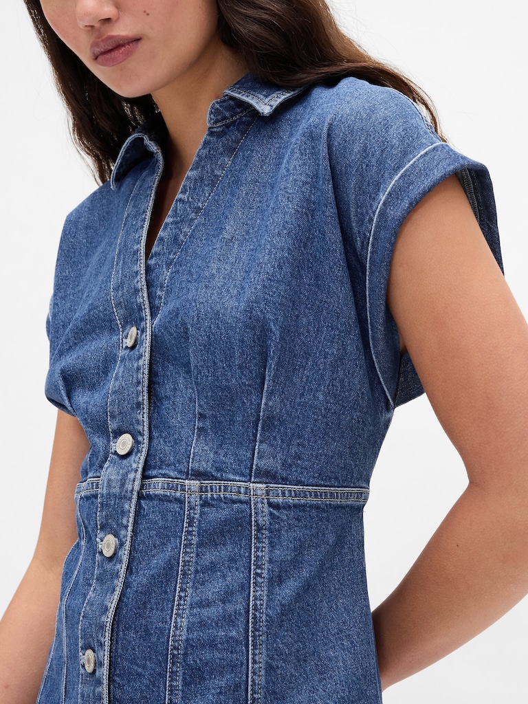 Denim Seamed Mini Dress