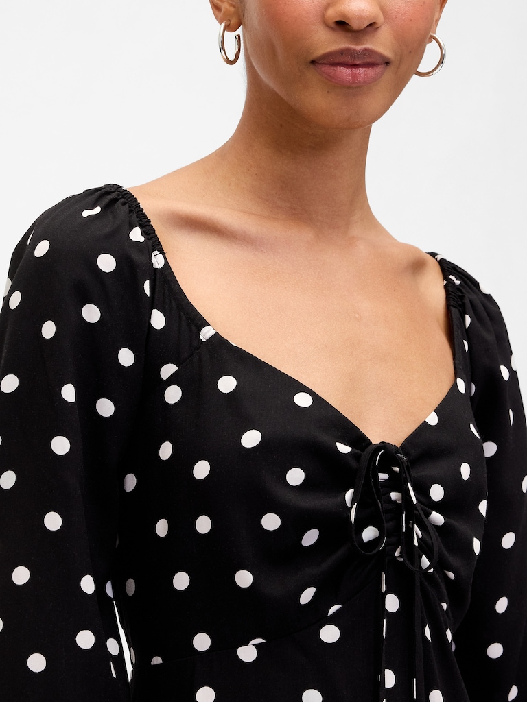 Smocked Print Mini Dress