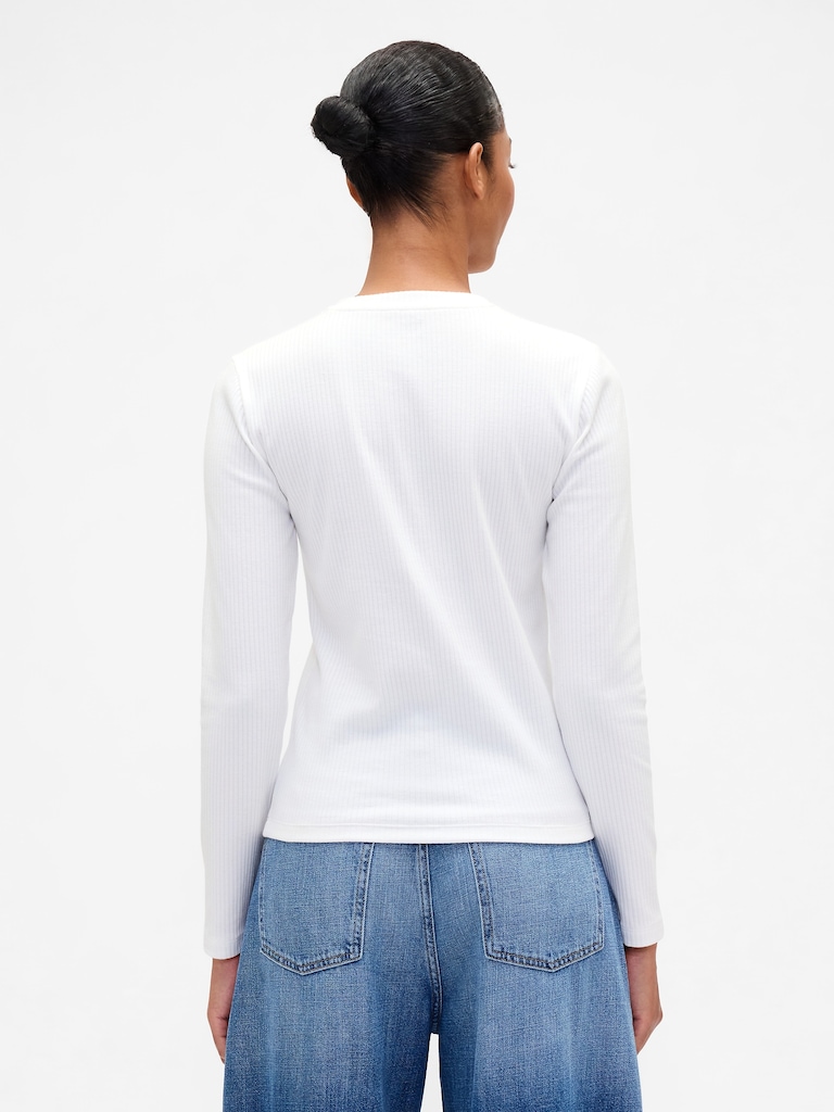 Ribbed Button-Up Top