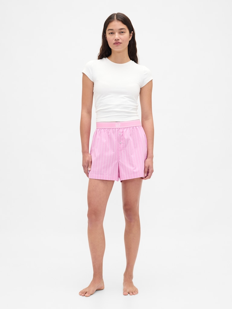 Poplin Logo PJ Boxer Shorts