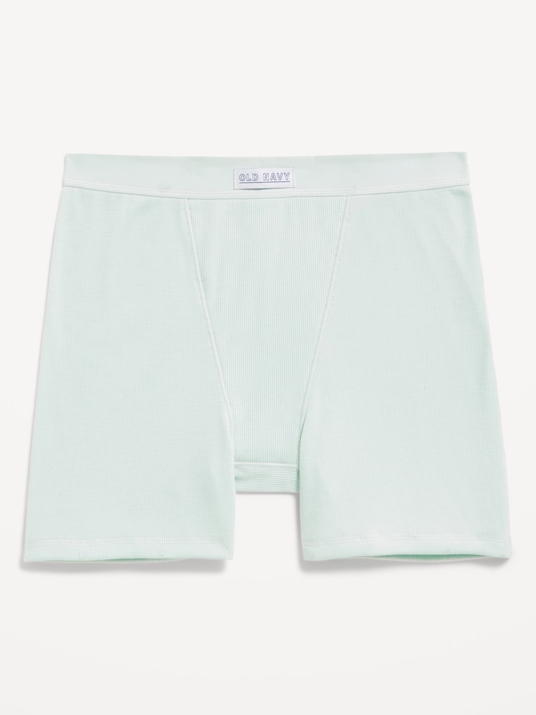 High-Waisted Ribbed Boyshort Briefs -- 3-inch inseam