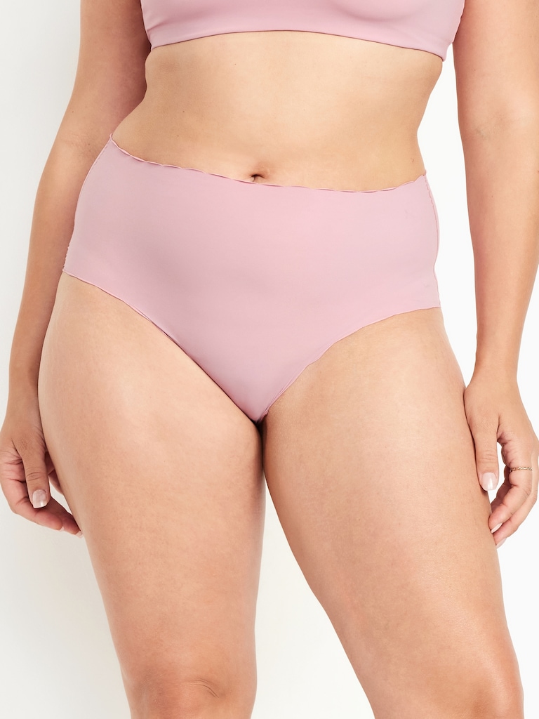 High-Waisted No-Show Scalloped Brief Underwear
