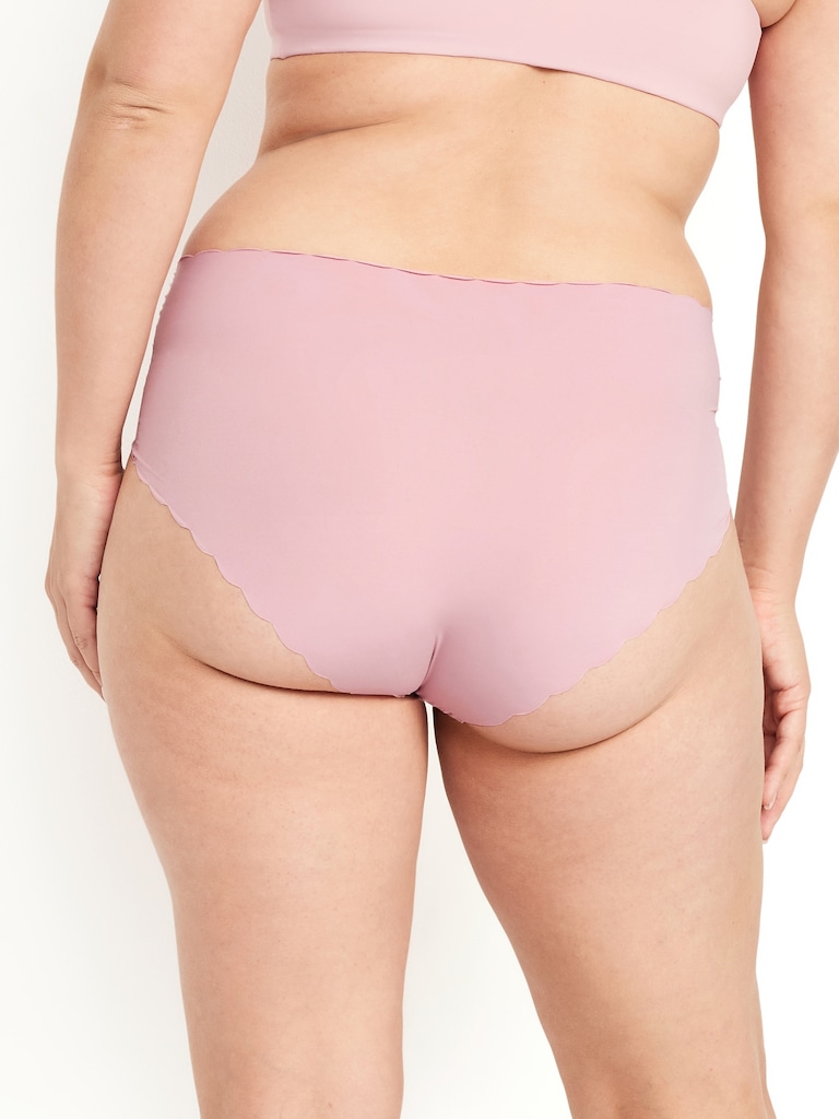 High-Waisted No-Show Scalloped Brief Underwear