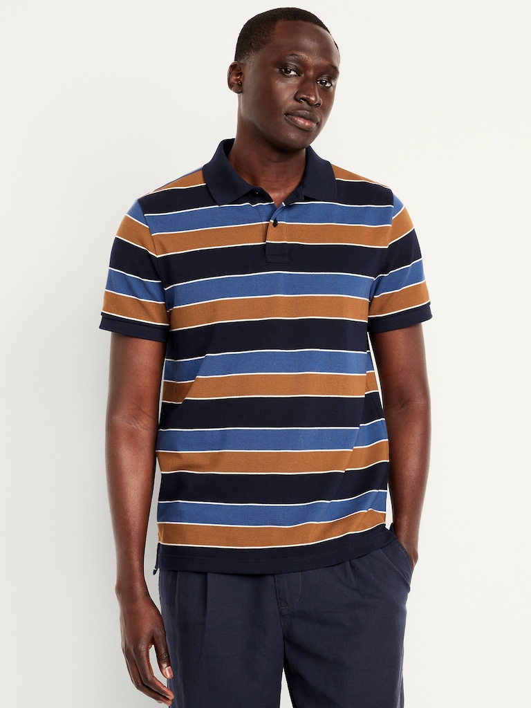 Classic Fit Striped Pique Polo