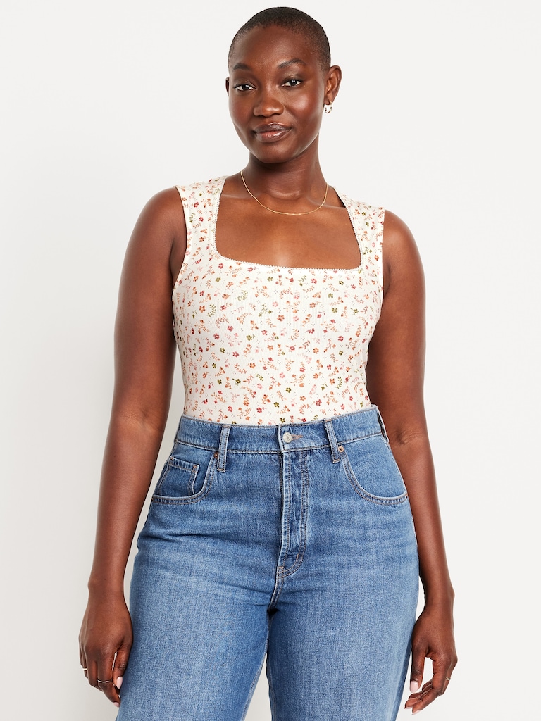 Trapeze-Neck Floral Top