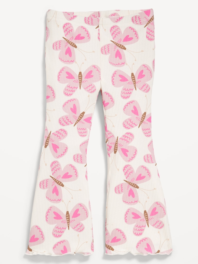 Printed Ribbed Flare Leggings for Toddler Girls
