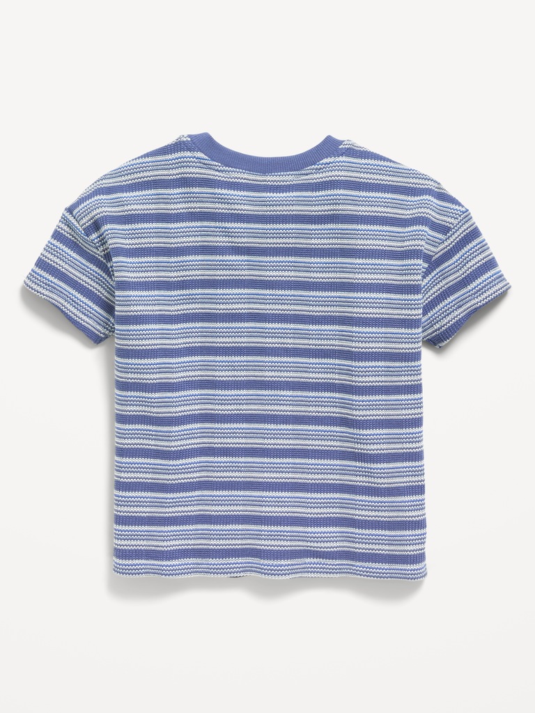 Oversized Waffle-Knit Striped T-Shirt for Toddler Boys