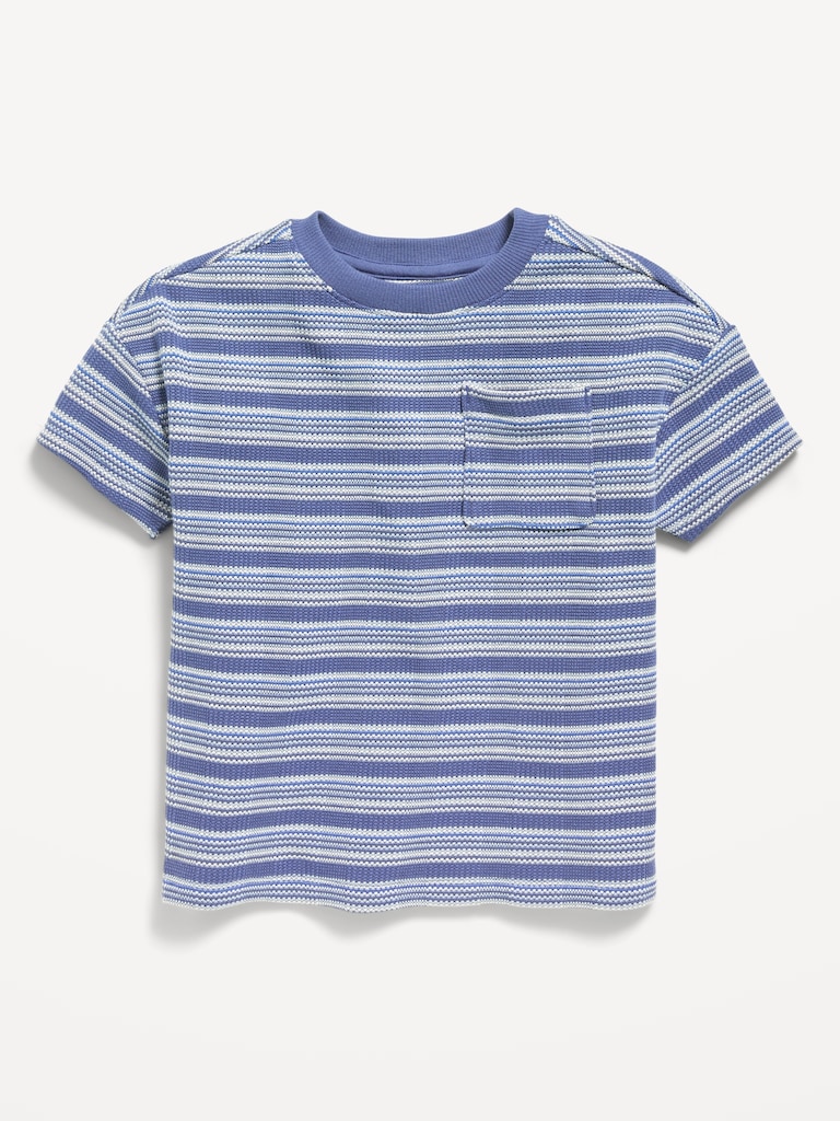 Oversized Waffle-Knit Striped T-Shirt for Toddler Boys