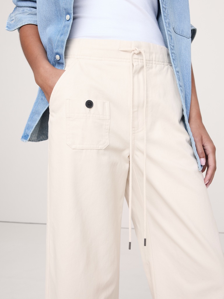 High-Rise Wide-Leg Pull-On Drawstring Pant