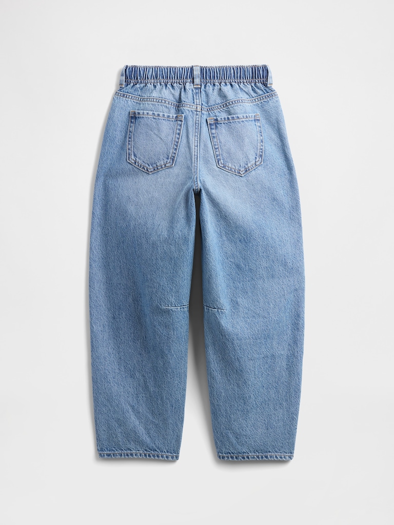 Kids High Rise Pull-On Barrel Jeans