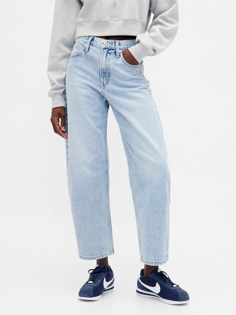 High Rise Crop Barrel Jeans