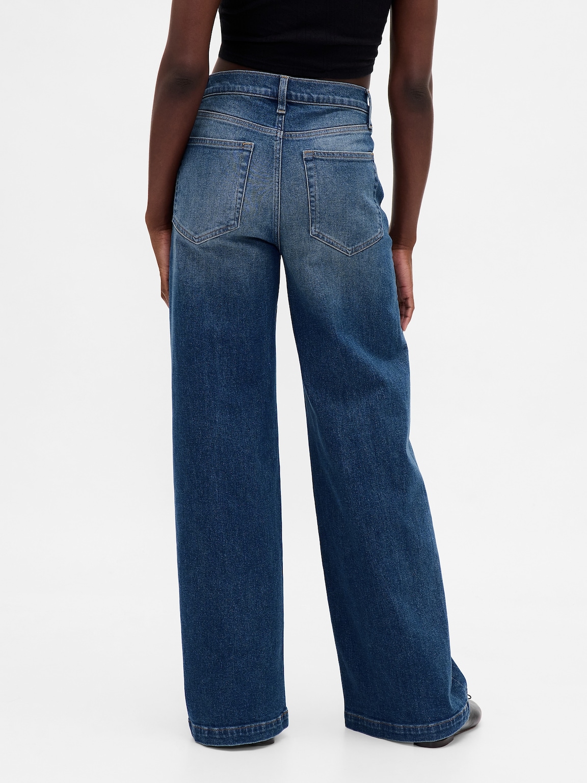 High Rise Stride V-Waist Wide-Leg Jeans