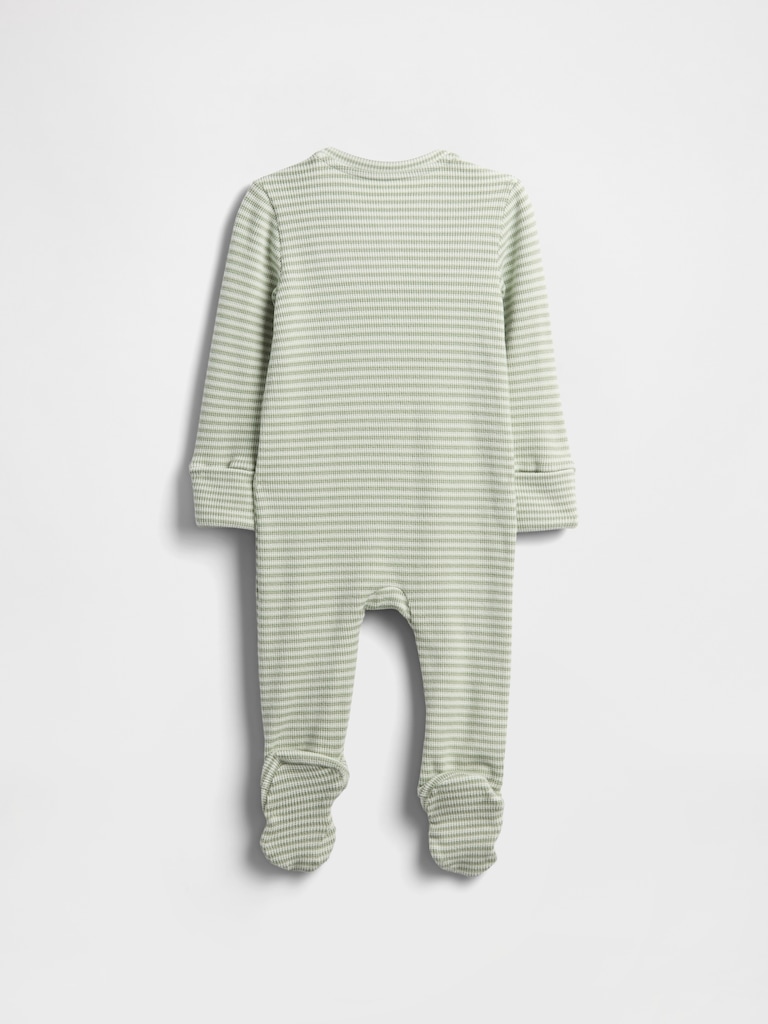 Baby Softspun Waffle Bear Pocket Footed One-Piece