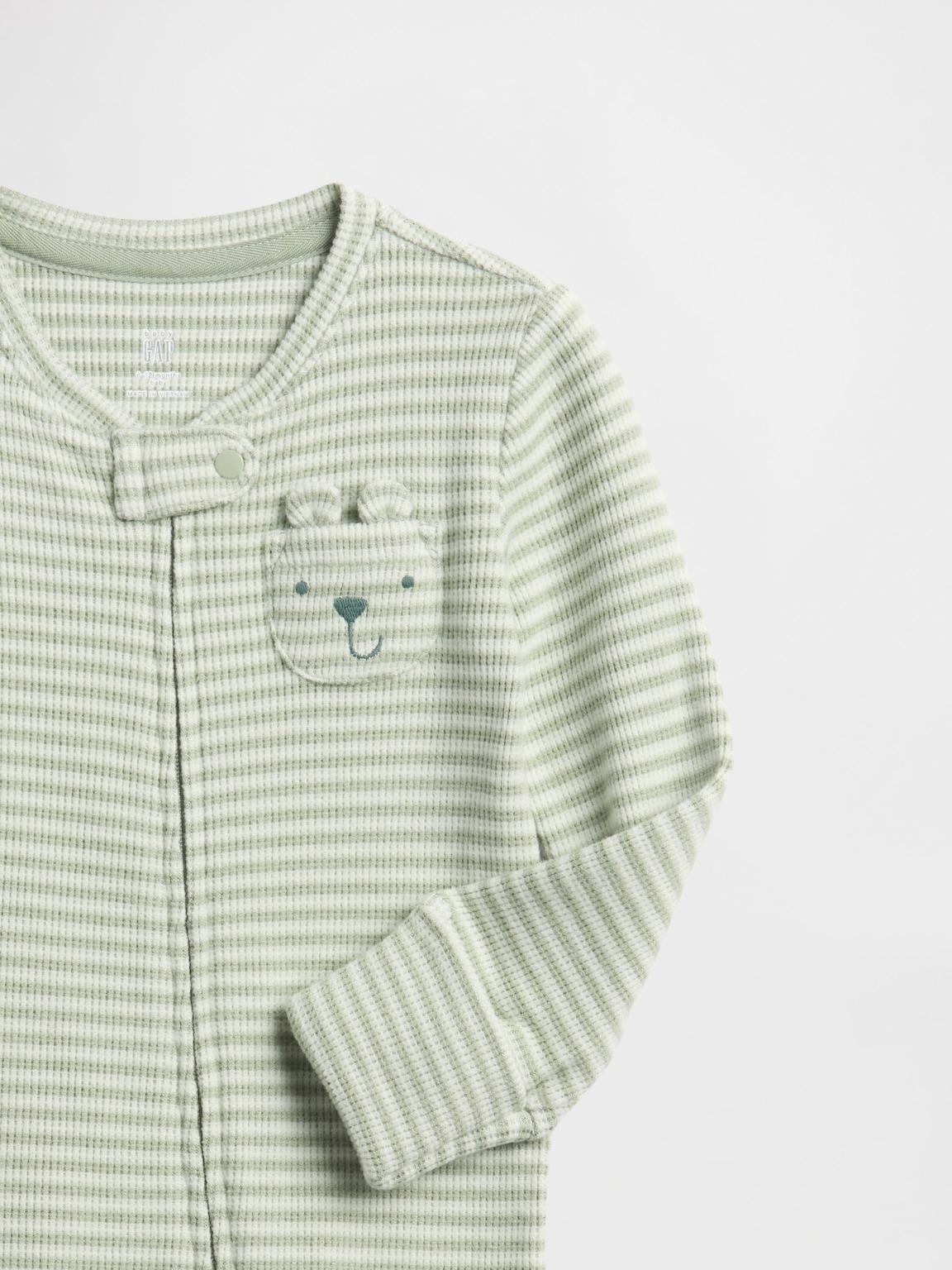 Baby Softspun Waffle Bear Pocket Footed One-Piece