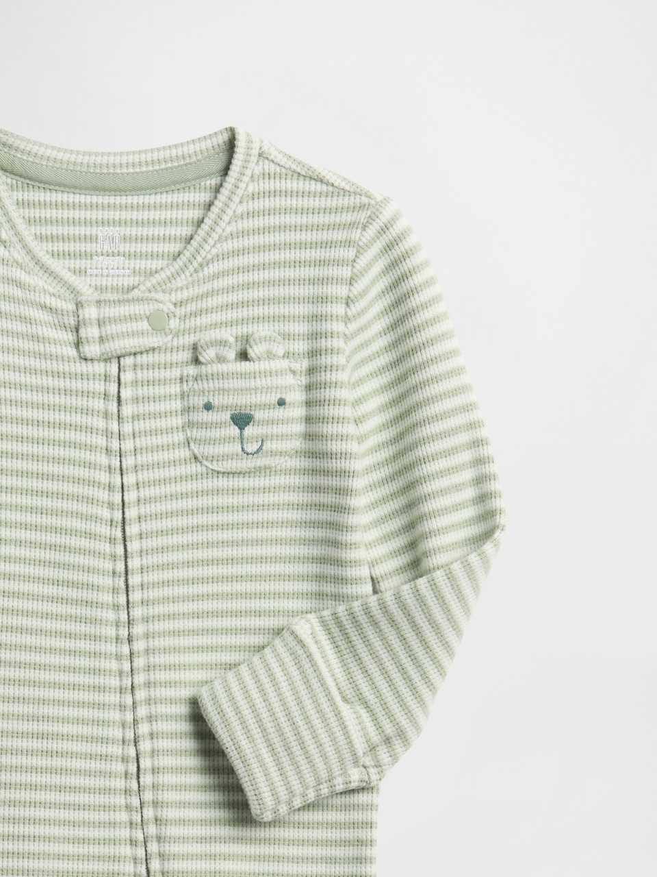 Baby Softspun Waffle Bear Pocket Footed One-Piece