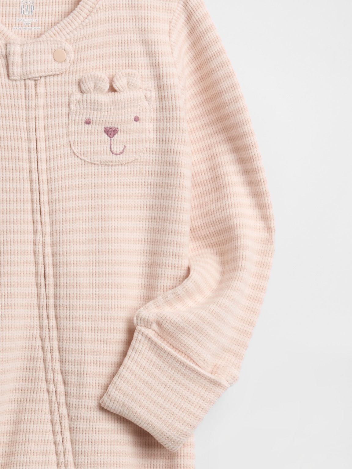 Baby Softspun Waffle Bear Pocket Footed One-Piece