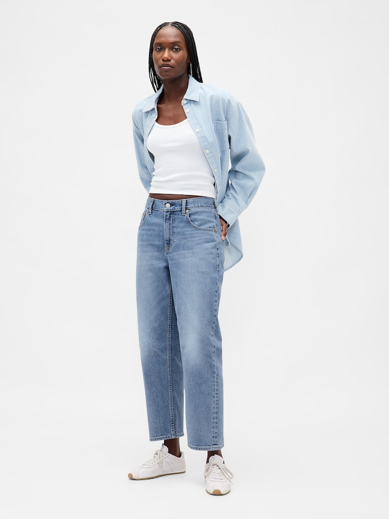 Mid Rise Relaxed Crop Jeans