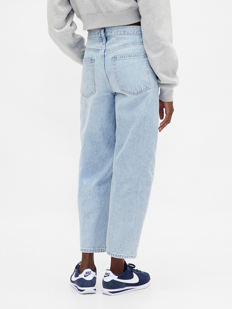 High Rise Crop Barrel Jeans