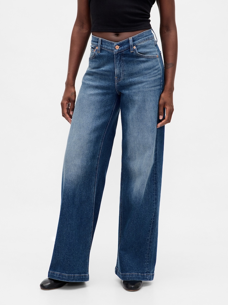 High Rise Stride V-Waist Wide-Leg Jeans