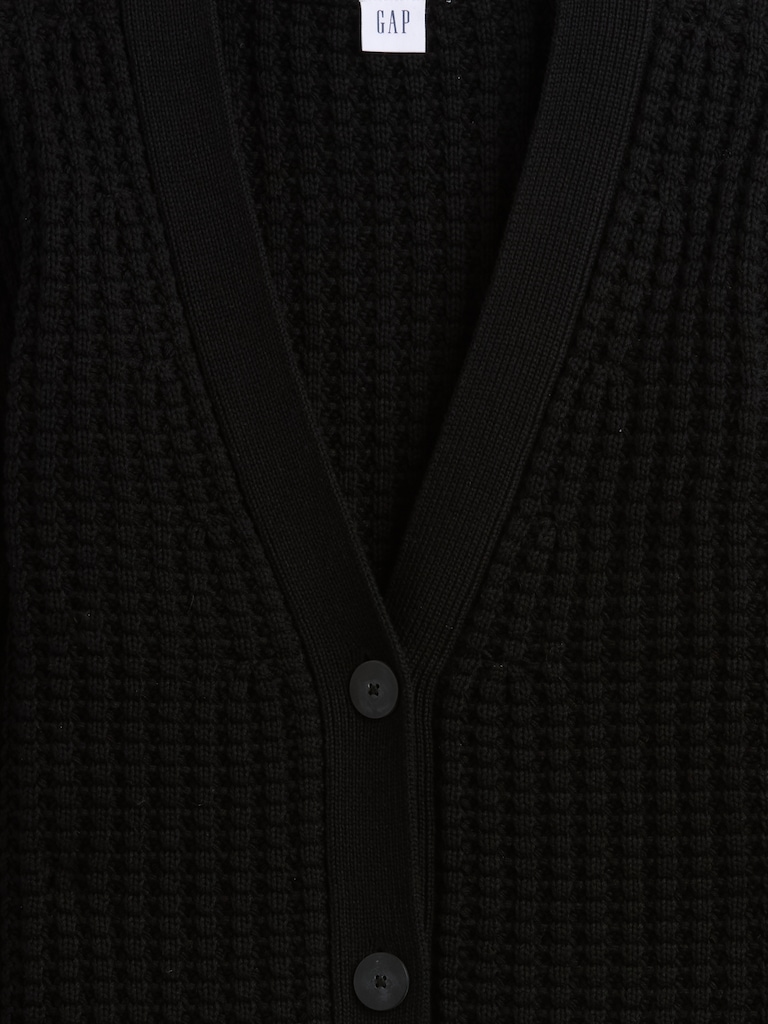 Relaxed Waffle-Knit Cardigan