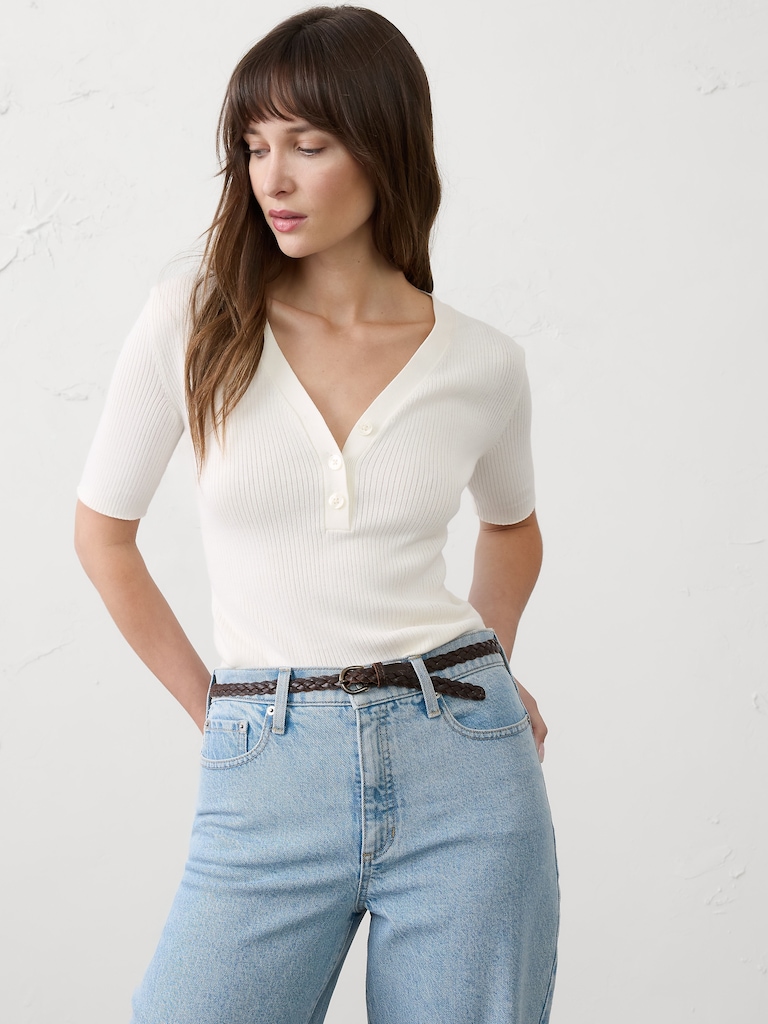 Ribbed Sweater Henley