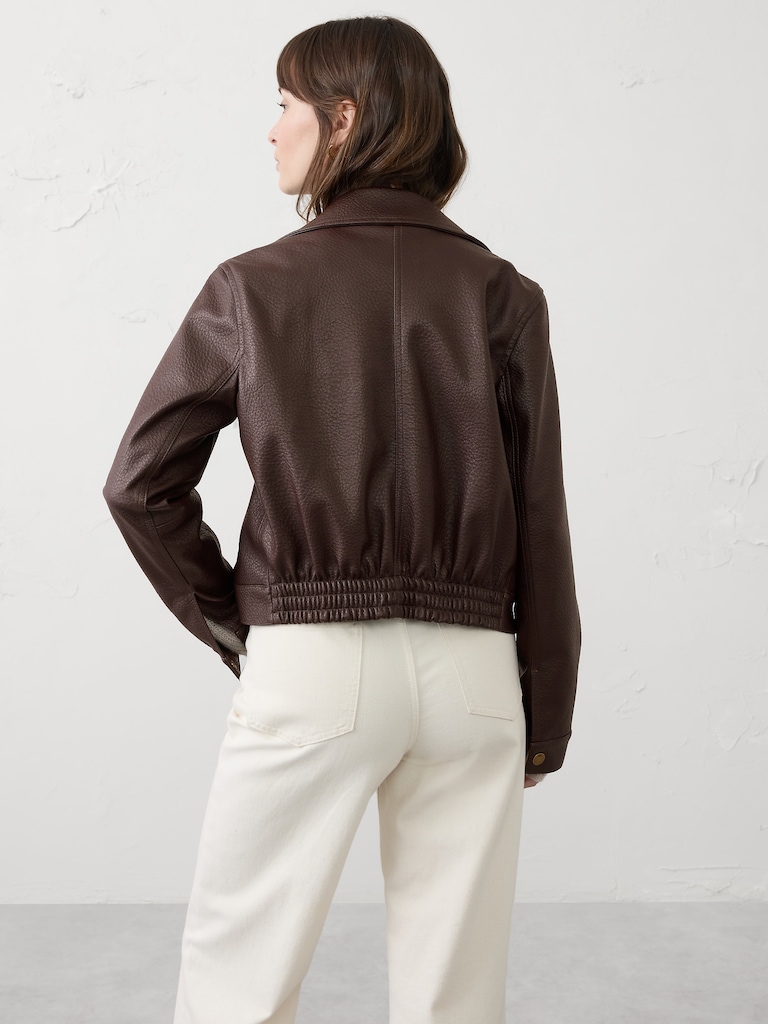 Vegan Leather Cropped Moto Jacket