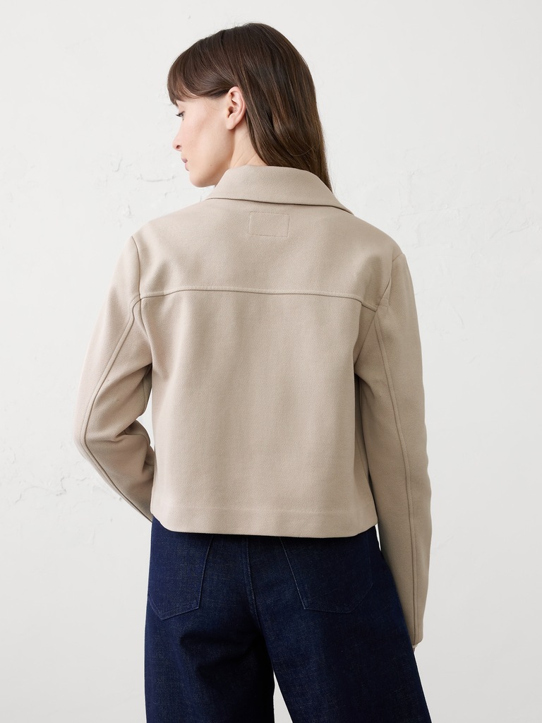 Knit Twill Cropped Jacket