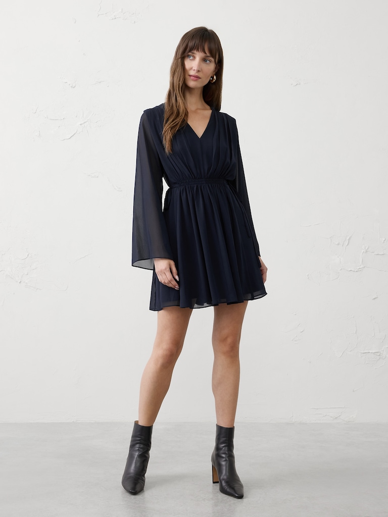 Chiffon Side-Tie Mini Dress