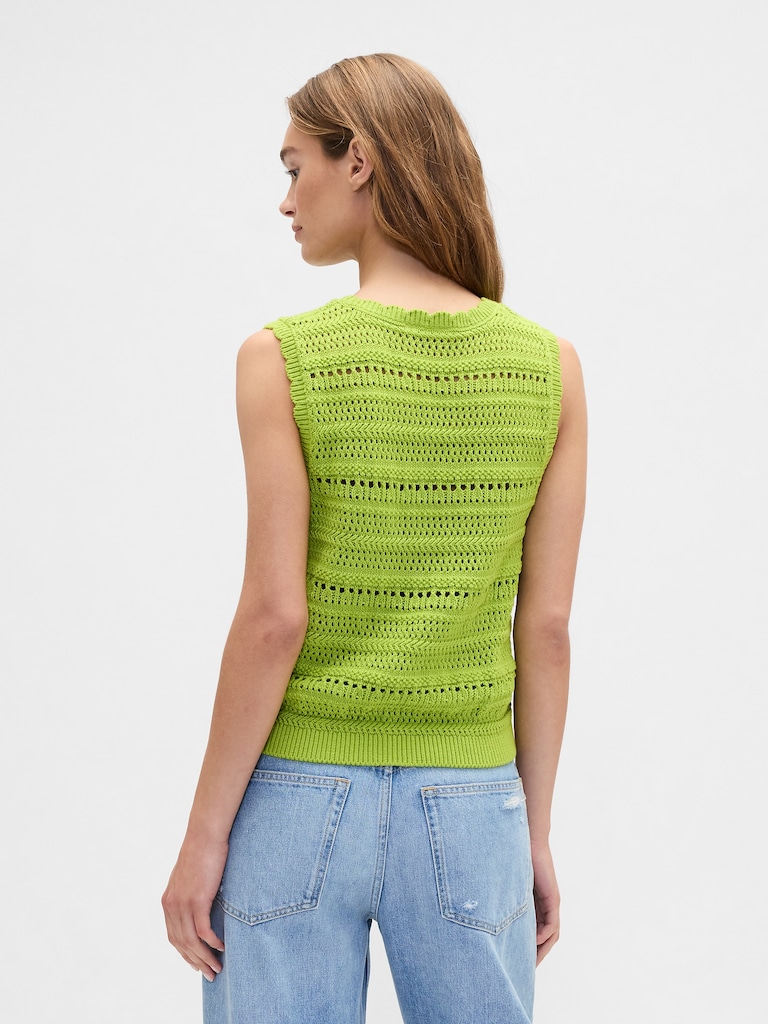 Sleeveless Mixed-Stitch Sweater Tank Top
