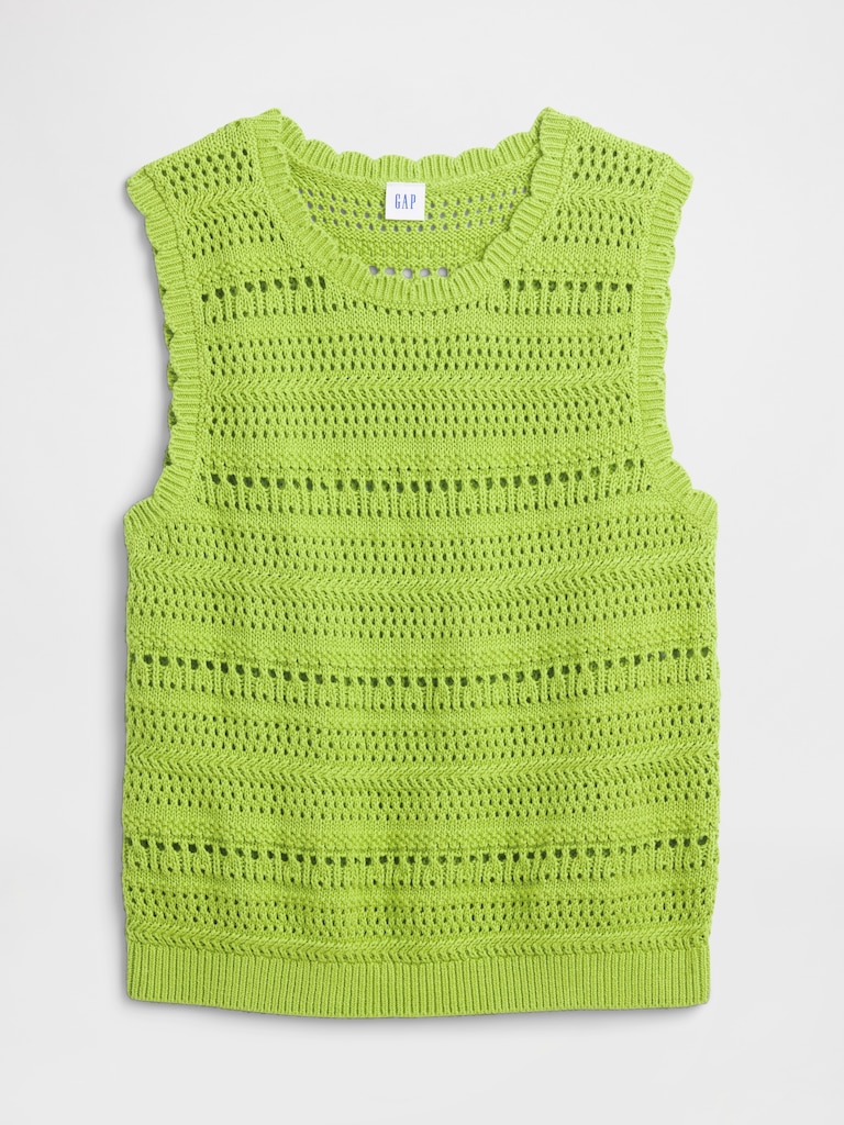 Sleeveless Mixed-Stitch Sweater Tank Top