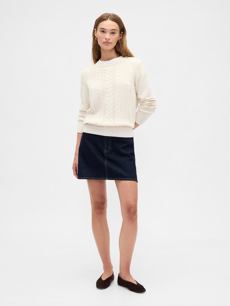 Cable-Knit Crewneck Sweater