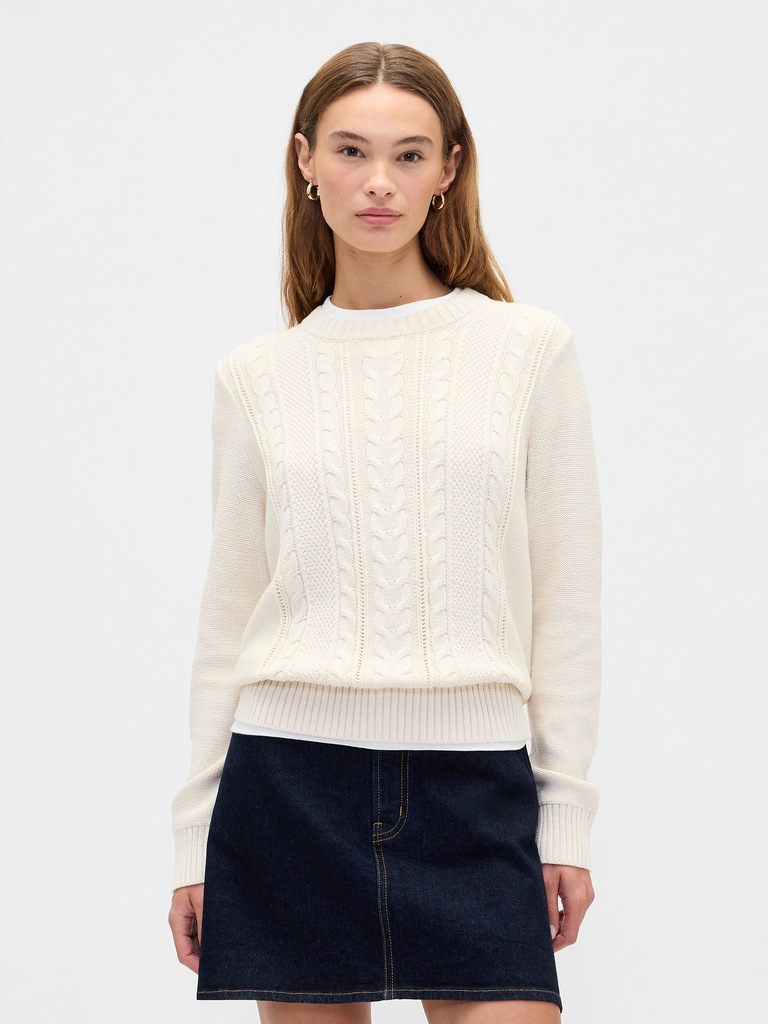 Cable-Knit Crewneck Sweater