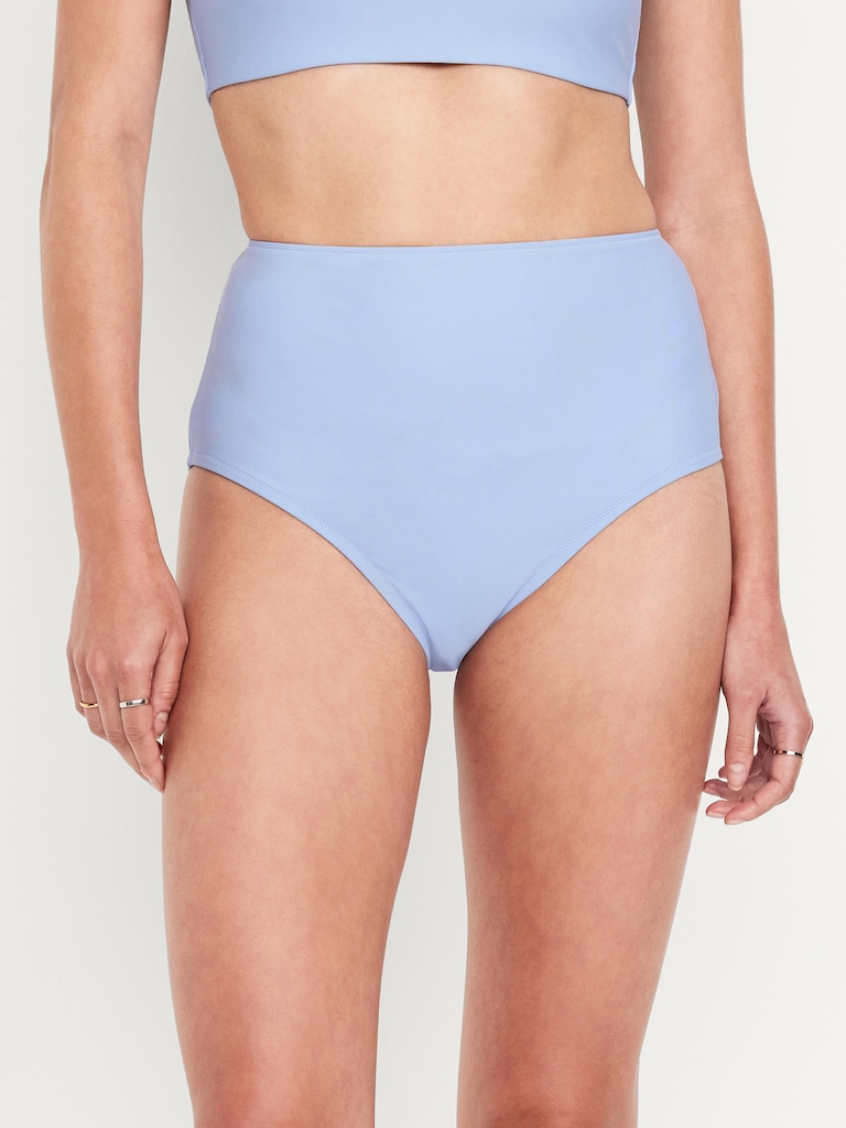 Matte High-Waisted Bikini Swim Bottoms