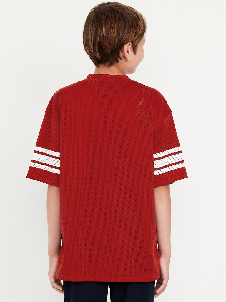 Oversized Boxy Mesh Graphic T-Shirt for Boys
