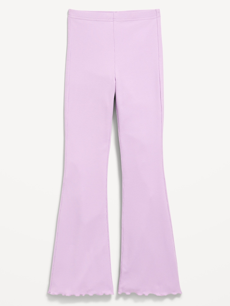 High-Waisted Ribbed Flared Leggings for Girls