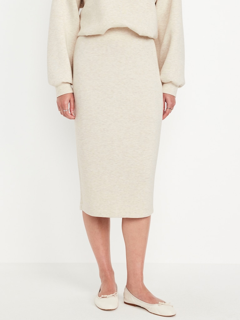 Extra High-Waisted Bounce Fleece Midi Skirt