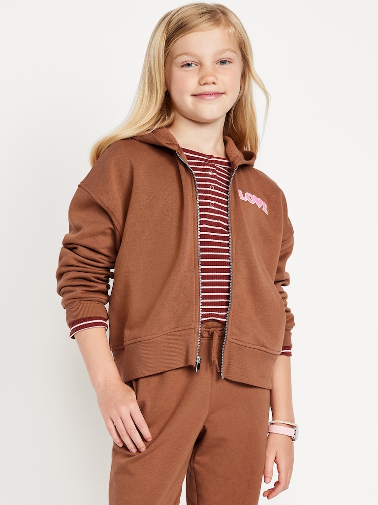 Favorite Fleece Printed Zip-Front Hoodie for Girls