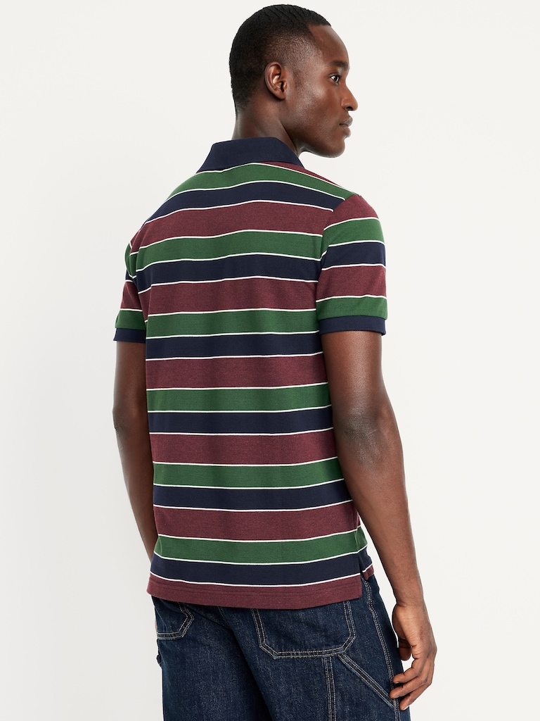 Classic Fit Striped Pique Polo