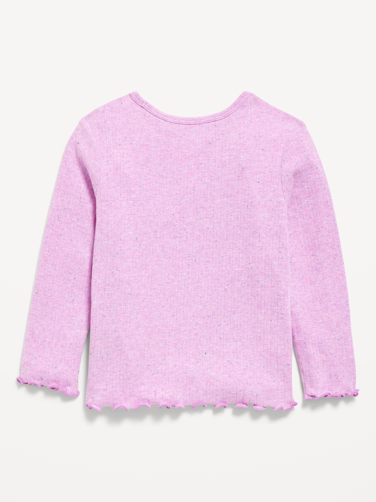 Long-Sleeve Pointelle-Knit T-Shirt for Toddler Girls