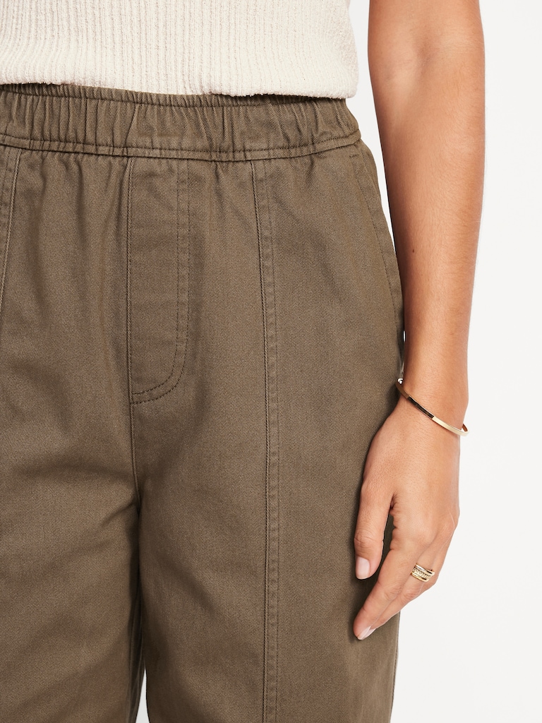 Pantalon coupe baril longueur cheville à taille haute