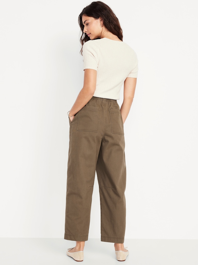 Pantalon coupe baril longueur cheville à taille haute